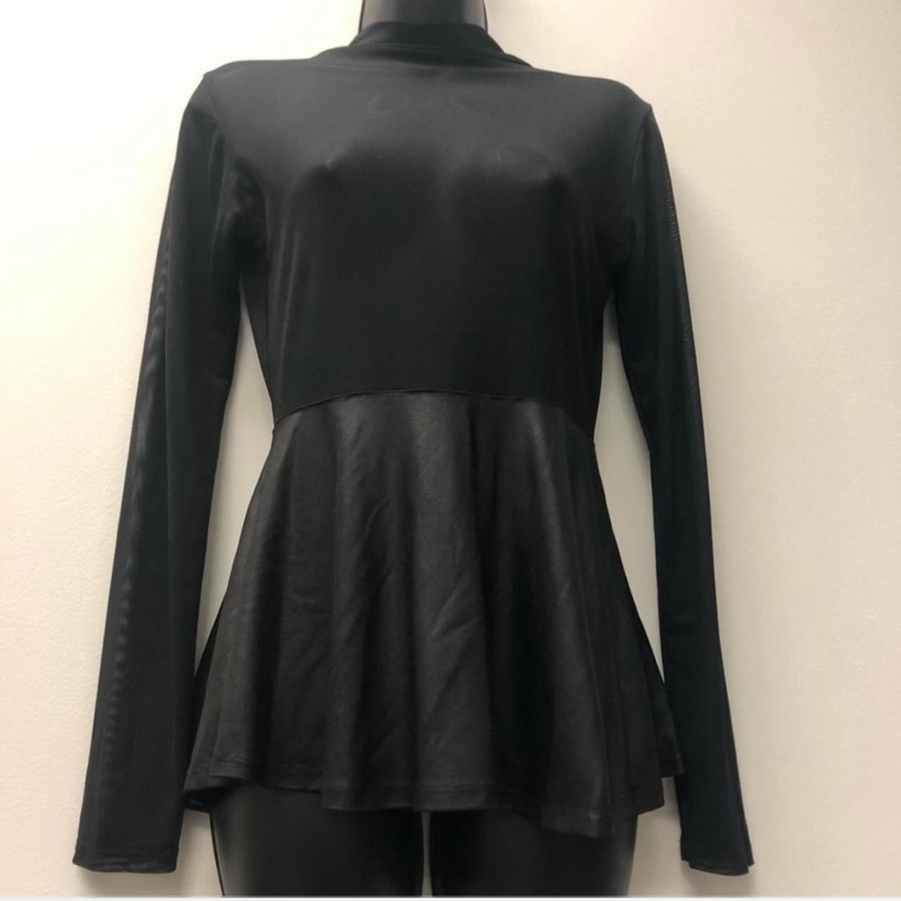 Black Long Sleeve Peplum Top